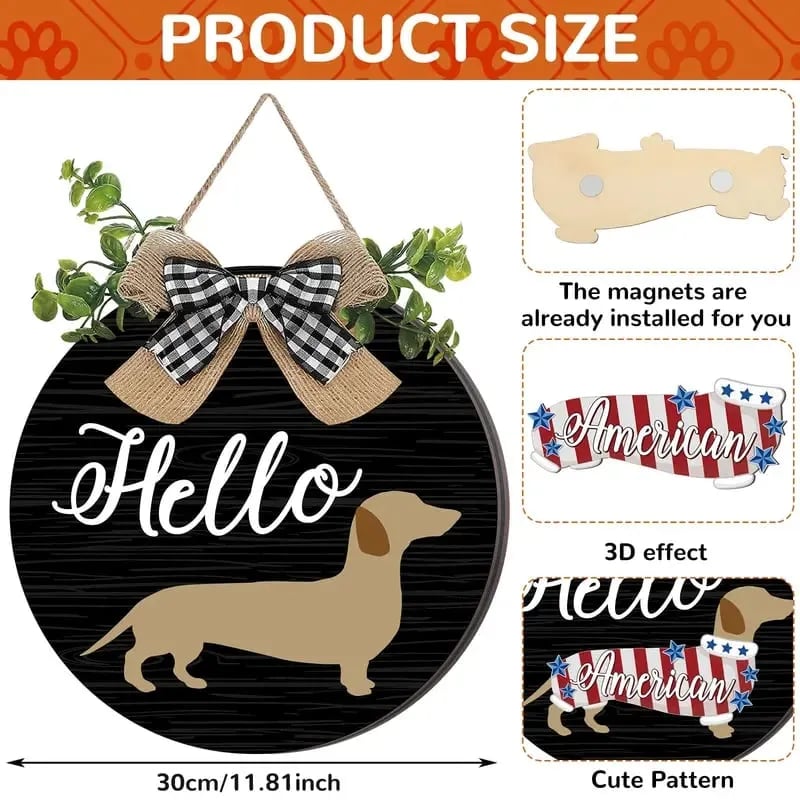 🔥16pcs Interchangeable Dachshund Sign Dog Welcome Sign