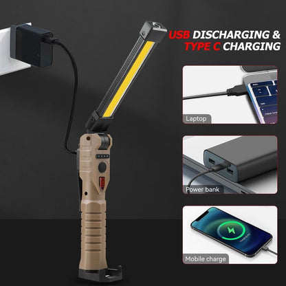 Multifunctional 180° Folding LED Work Light & Power Bank
