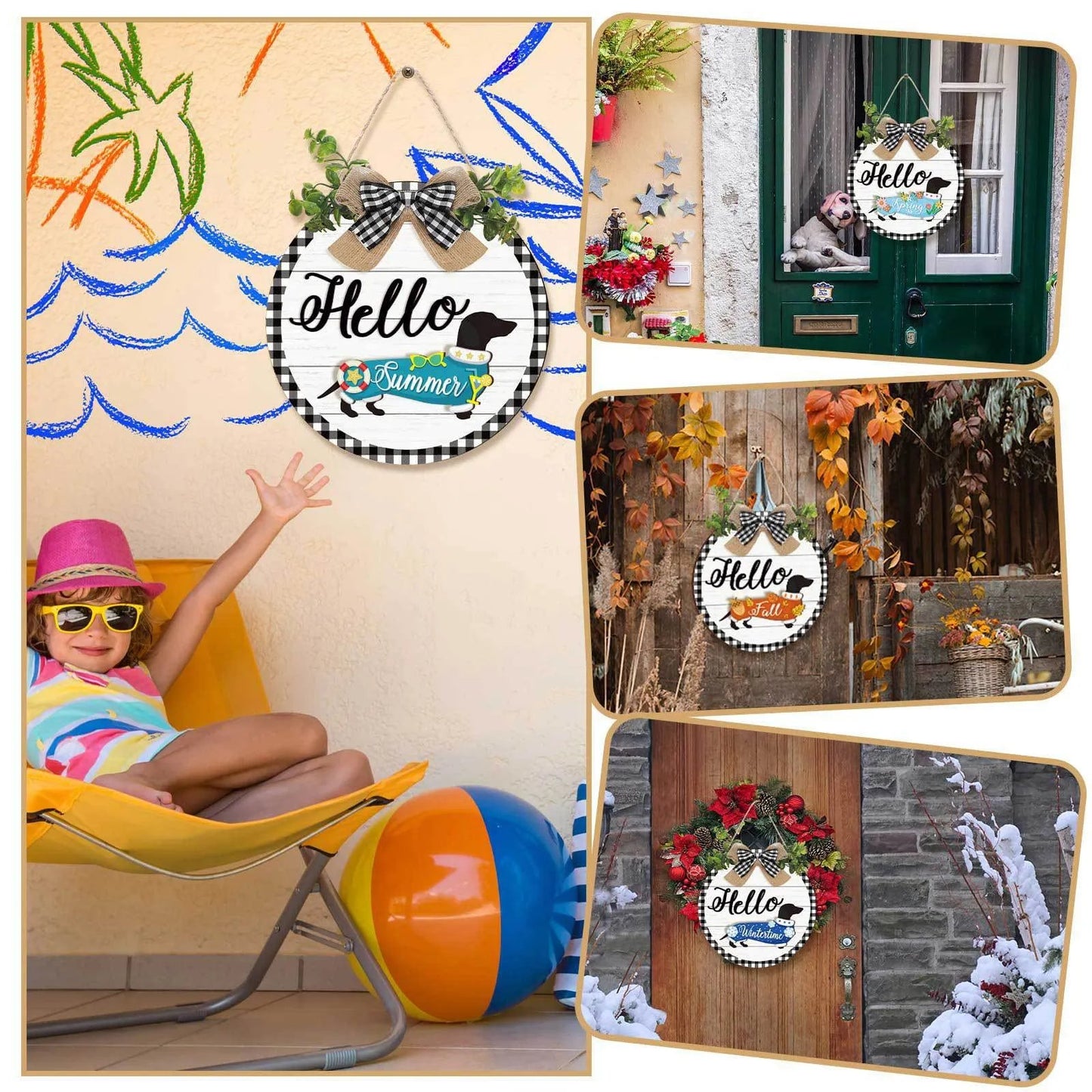 🔥16pcs Interchangeable Dachshund Sign Dog Welcome Sign