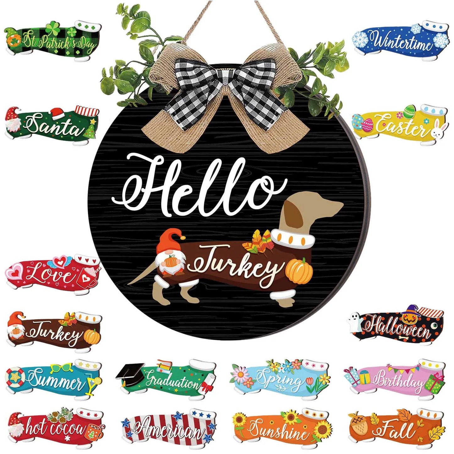 🔥16pcs Interchangeable Dachshund Sign Dog Welcome Sign