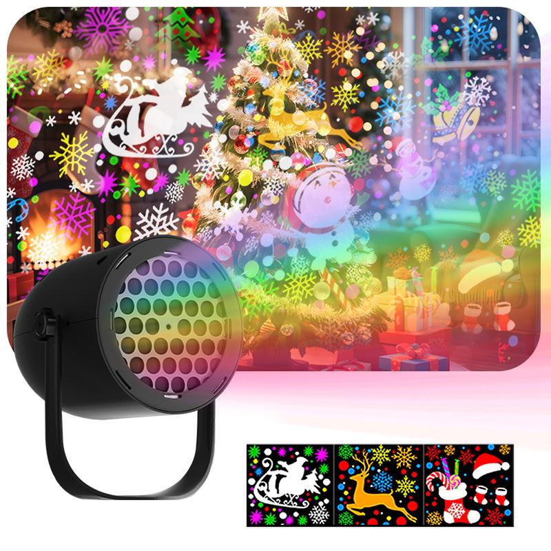 USB Rotating LED Christmas Projector Light - Holiday Party Atmosphere Lamp