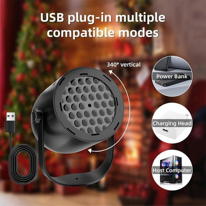 USB Rotating LED Christmas Projector Light - Holiday Party Atmosphere Lamp